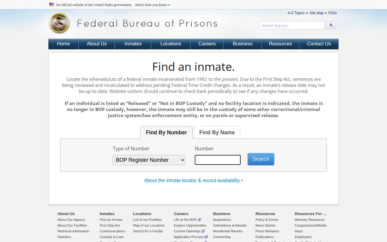 BOP Inmate Locator federal release search for Cherokee County records