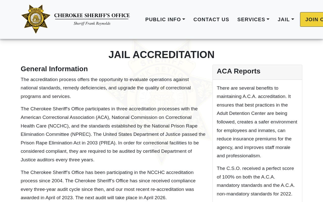 Cherokee County Adult Detention Center accreditation and release facility context