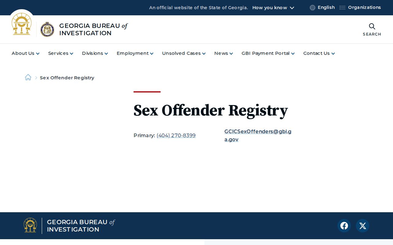 Georgia Sex Offender Registry contact information for Cherokee County record questions