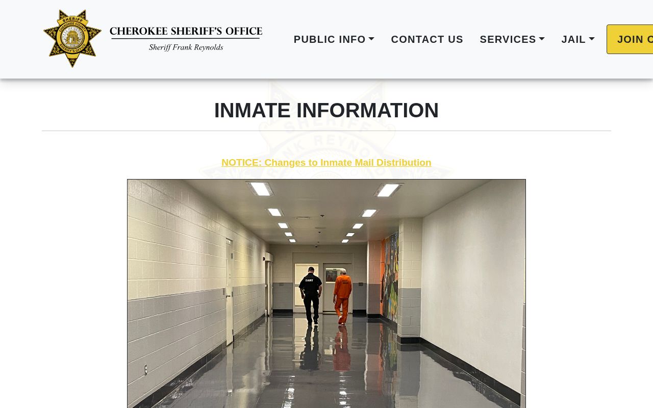 Cherokee County inmate property funds and release instructions