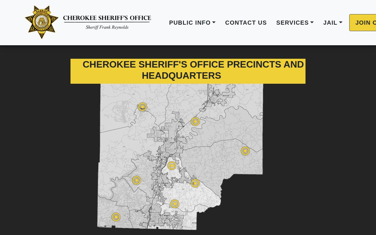 Cherokee Sheriff’s Office Headquarters jail release contact page