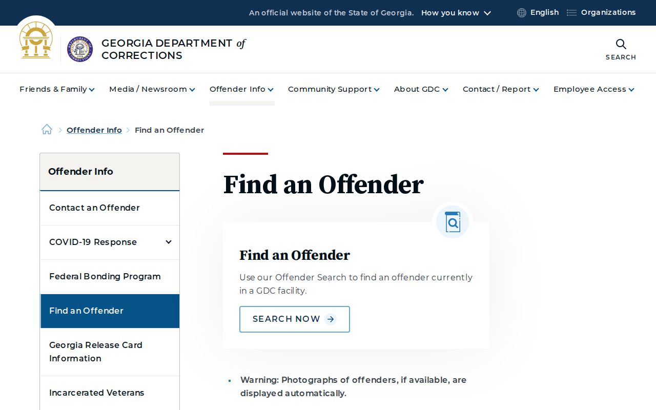 Georgia DOC offender search gateway for Cherokee County state-prison release records